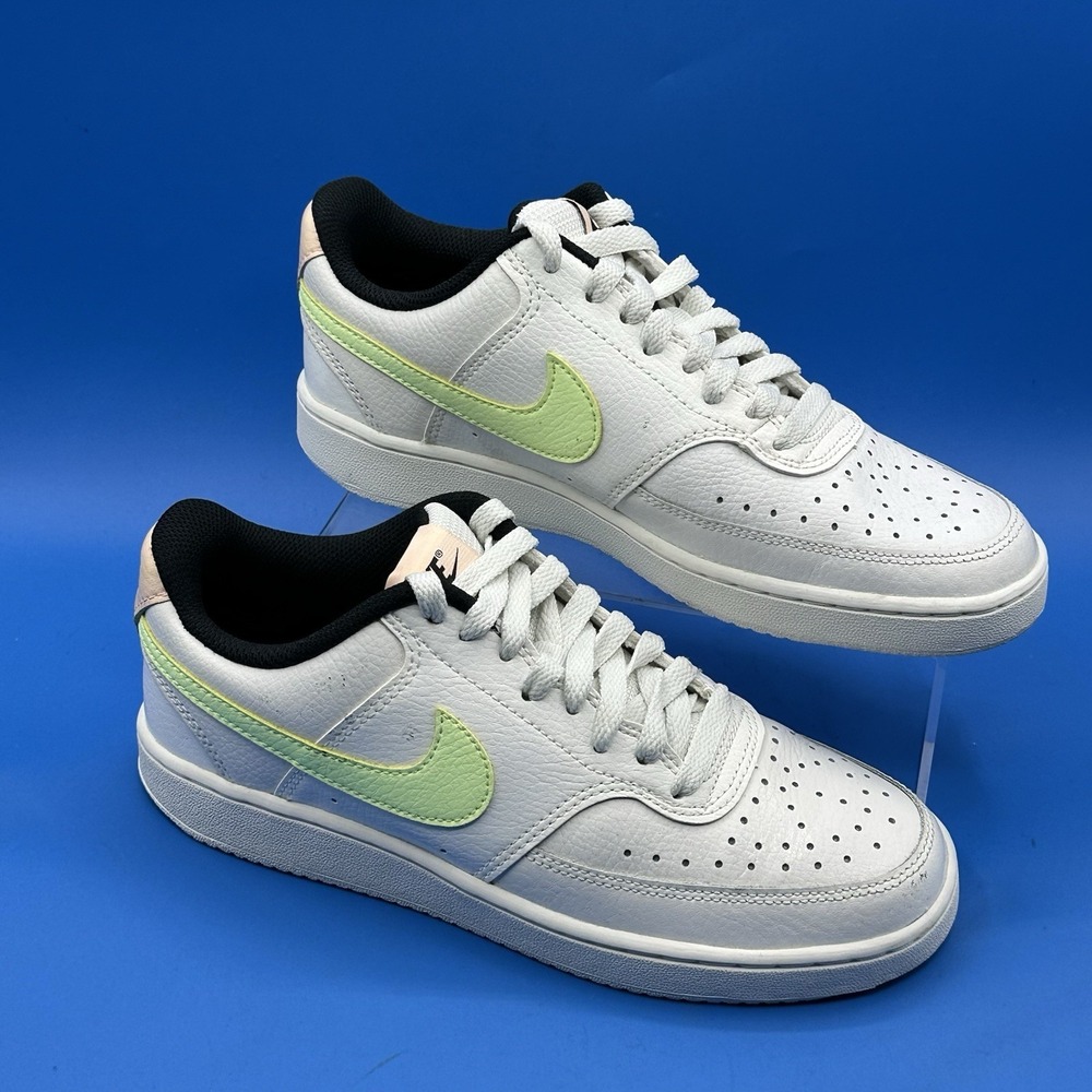 Nike Sneaker Women's Court Vision Low Sneaker White Light Green Peach - Size 7.5